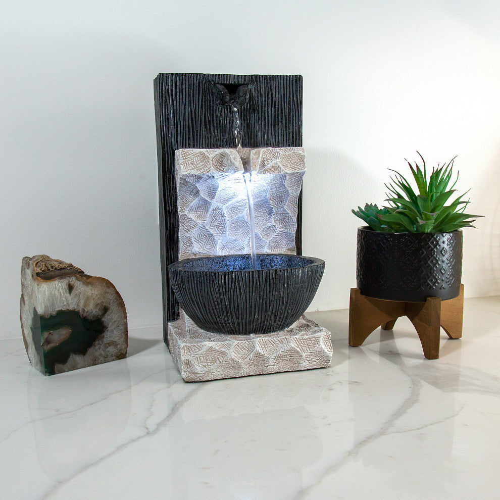 Modern Cascading Tabletop Fountain with LED Lights
