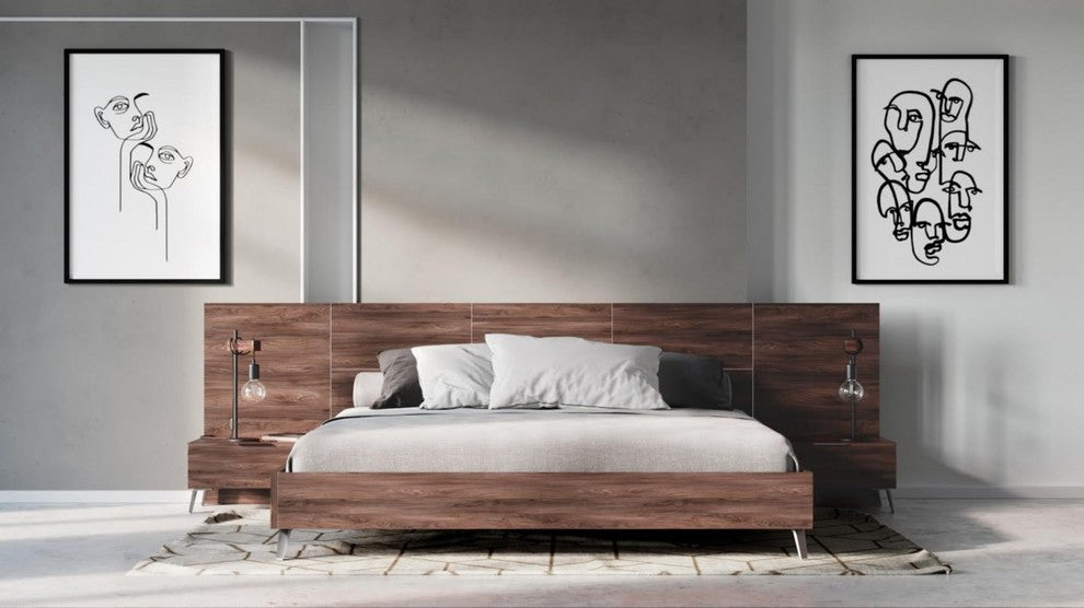 Nova Domus Brooklyn Italian Modern Walnut Bed, Queen