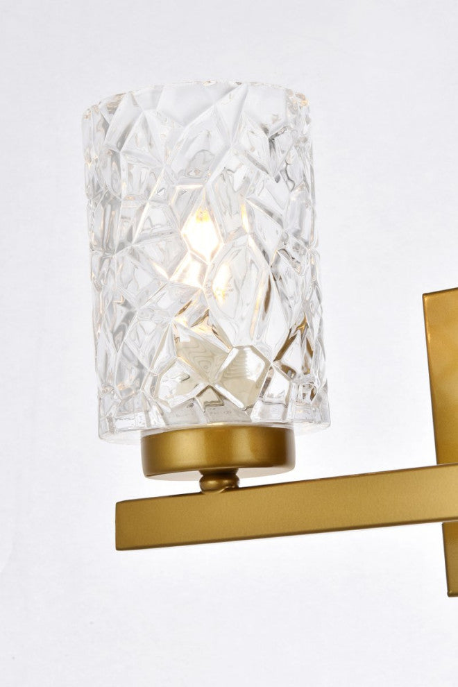 Conor 2-Light Bath Sconce, Brass With Clear Shade