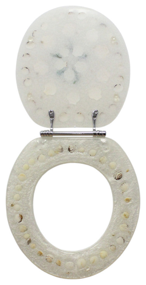 Trimmer Decorative Pearl White Toilet Seat With Shells