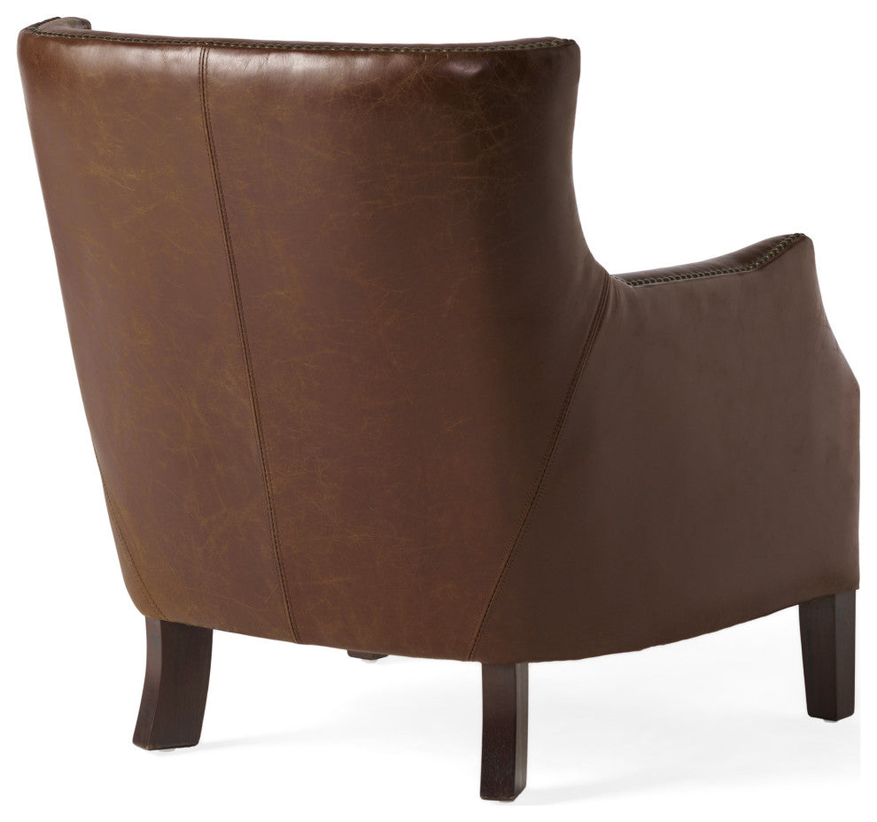 Tiller Top Grain Vintage Design Brown Leather Club Chair