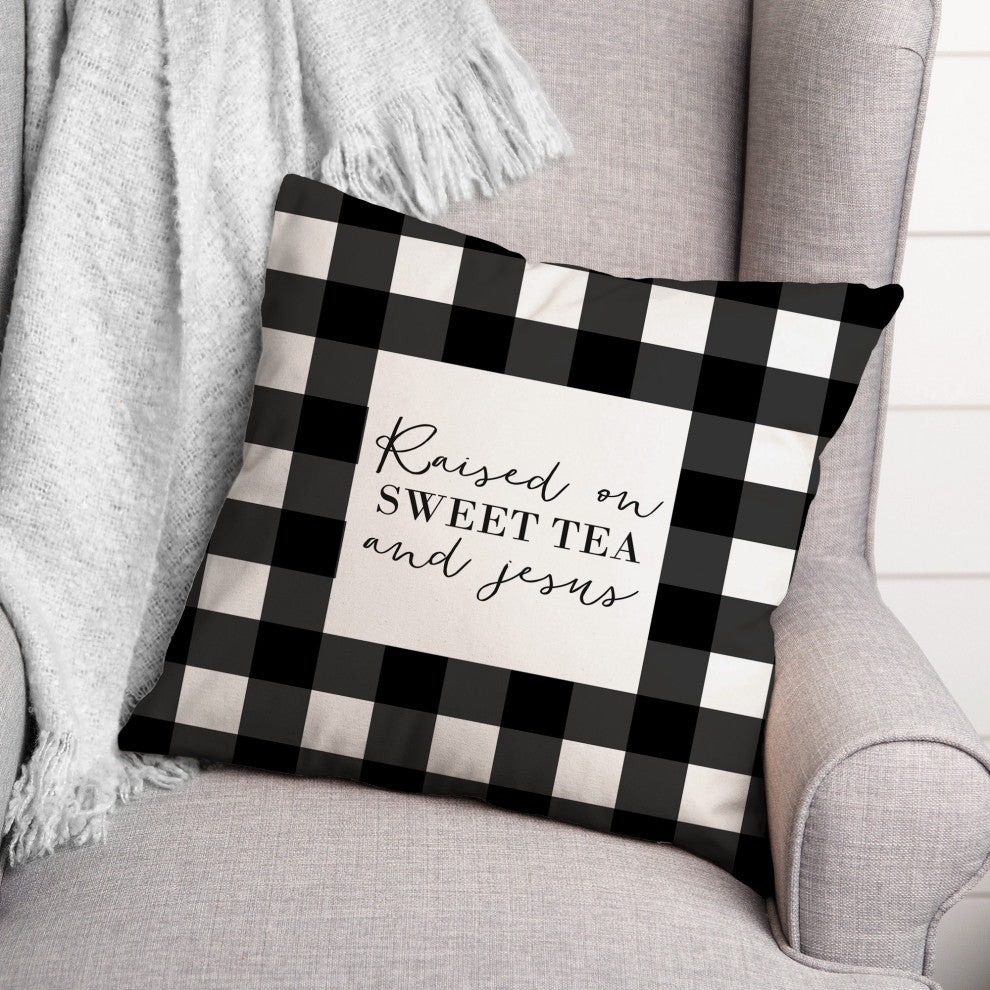 Raised on Sweet Tea and Jesus 18x18 Spun Poly Pillow