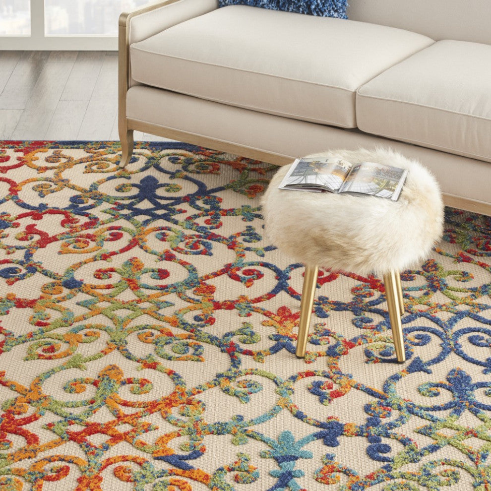 8 x 11 Rainbow Colored Indoor Outdoor Area Rug