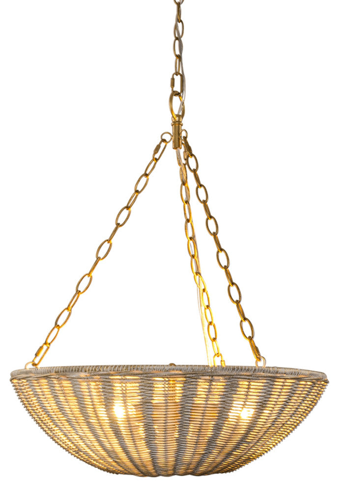 19.69-inch Beige Farmhouse Rattan 3-Light Chandeliers
