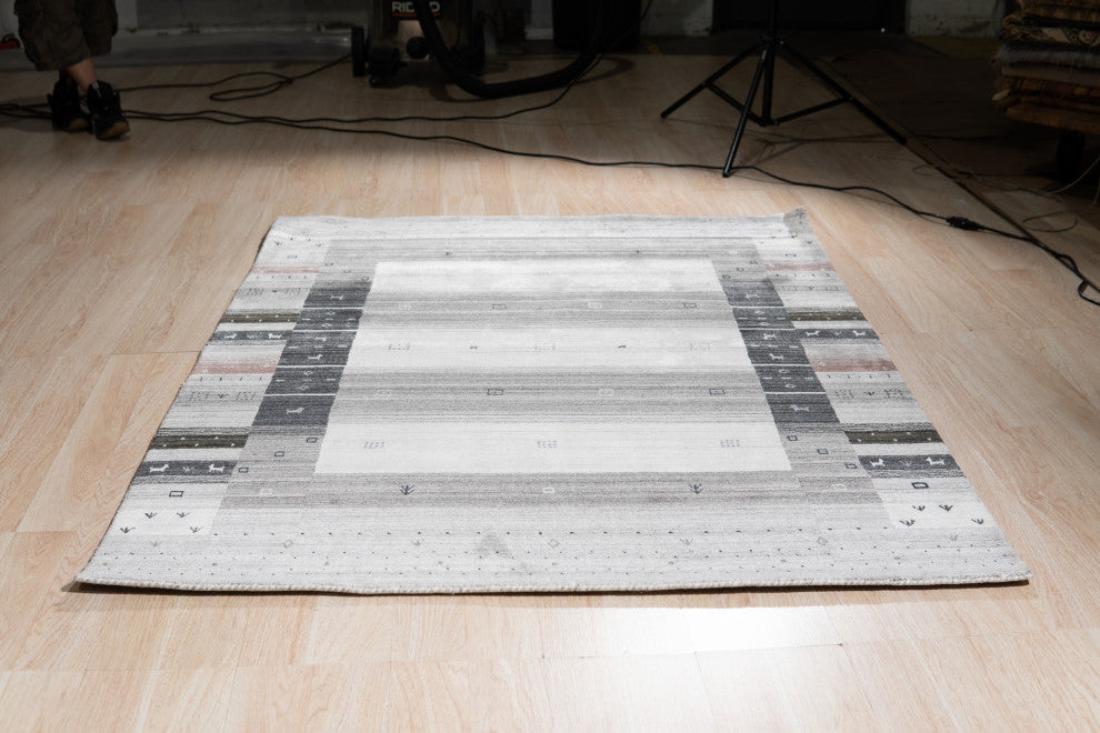 Gray Transitional Modern Gabbeh Area Rug