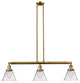 Large Cone 3-Light Island Light, Clear Glass, Brushed Brass