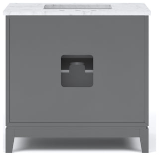 Elizabeth 36" Single Sink Carrara White Marble Vanity, Cashmere Gray