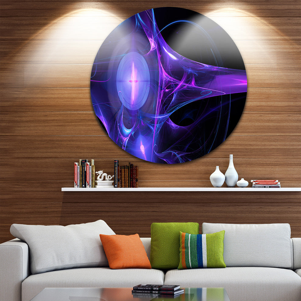 Purple Bright Candle, Abstract Digital Art Round Metal Wall Art, 23"
