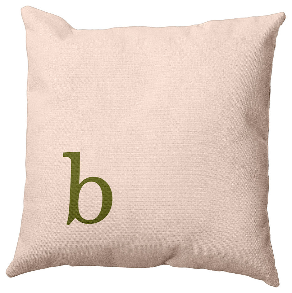 18"x18" Modern Monogram Decorative Throw Pillow, Olive