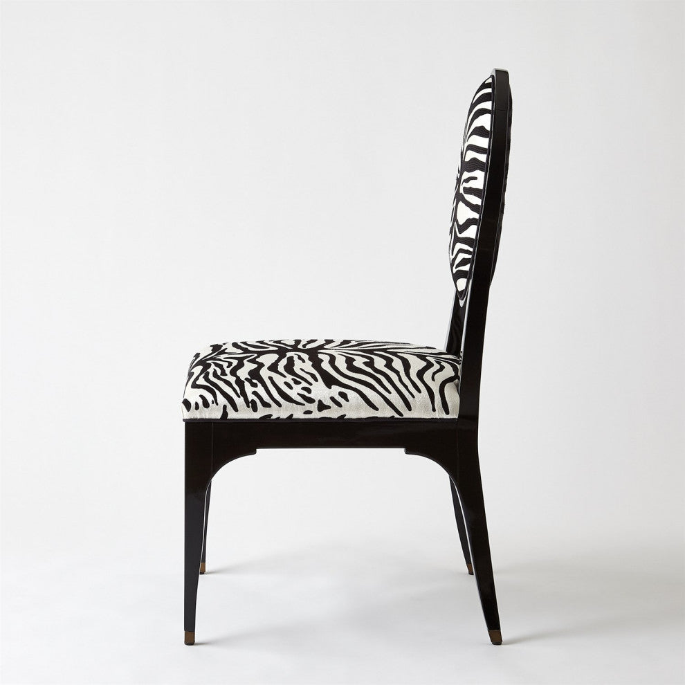 Art Deco Vintage Style Hollywood Zebra Black White Dining Chair Animal Print