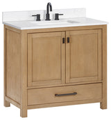 Modero Vanity Combo With Cala White Top, Brushed Oak, 36", Single Sink