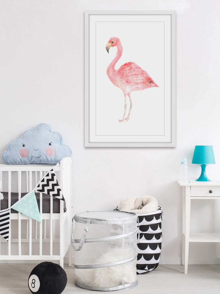 Marmont Hill, "Pale Pink Flamingo" by Thimble Sparrow Framed Painting, 20x30