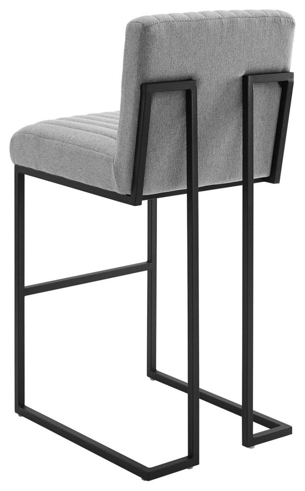 Tufted Bar Stool Chair Barstool, Fabric, Metal, Gray, Modern, Bar Pub