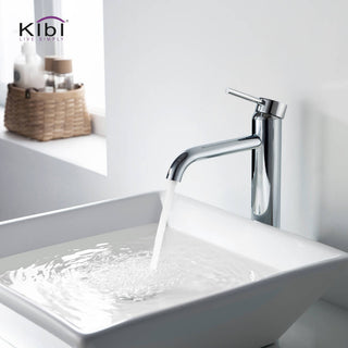 Circular Brass Single Handle Bathroom Faucet KBF1009, Chrome, With Drain