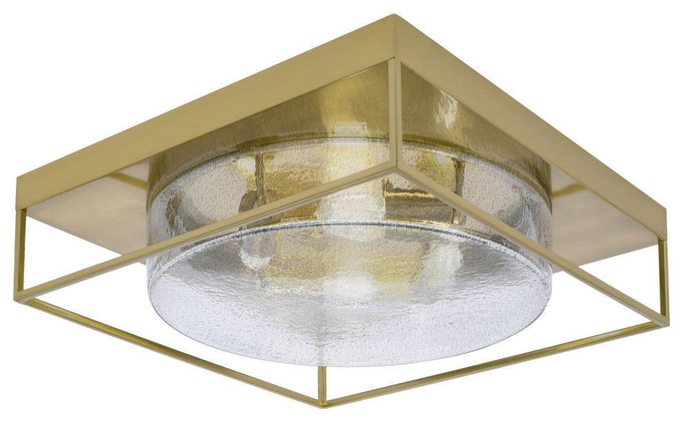 18" 4-Light Flush Mount Light, New Age Brass, Smoke Bubble Glass