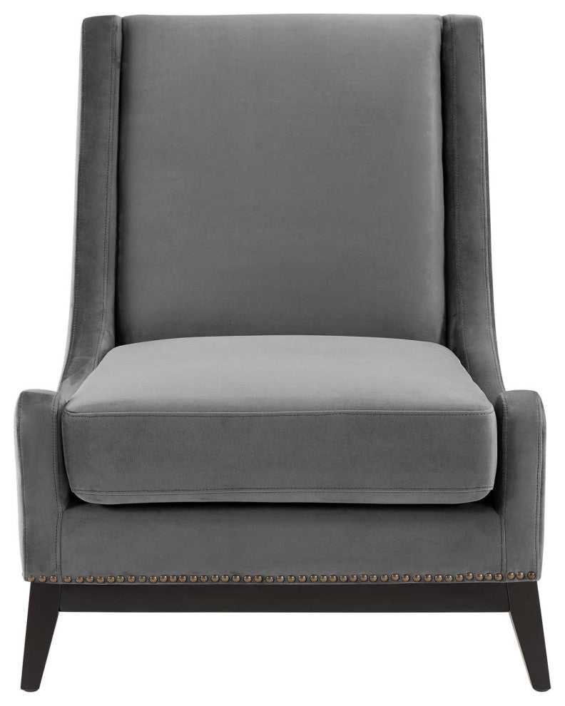Confident Lounge Chair Upholstered Performance Velvet Set of 2-Gray