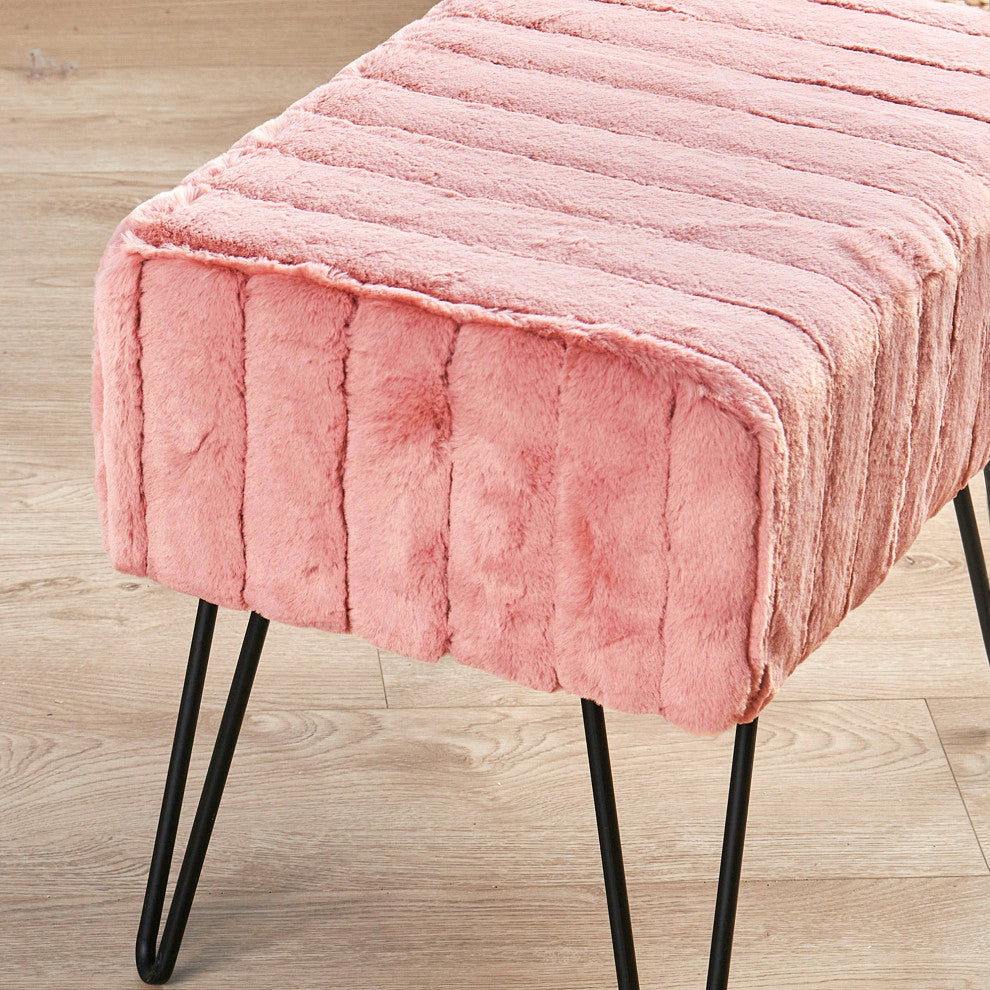 Serenta Super Mink Ottoman, Peach Echo, 19''x13''x17''