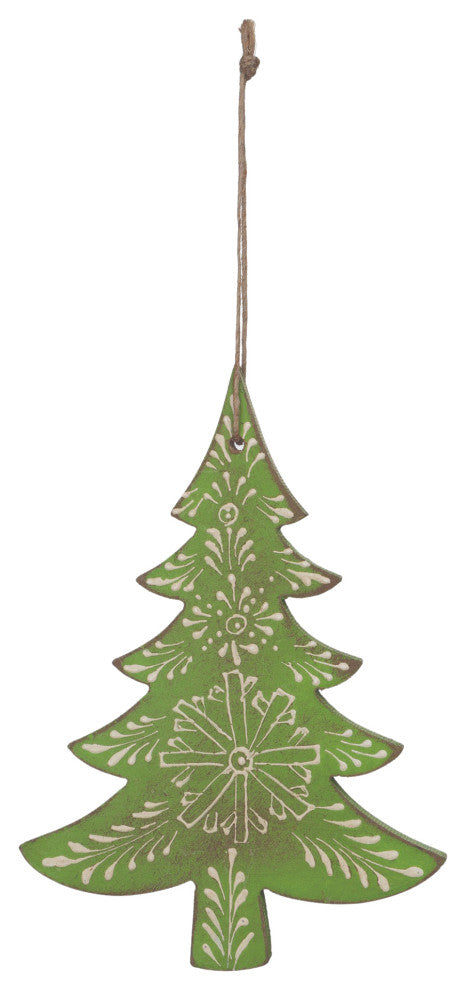 Wood Pine Tree Ornament, Set of 6