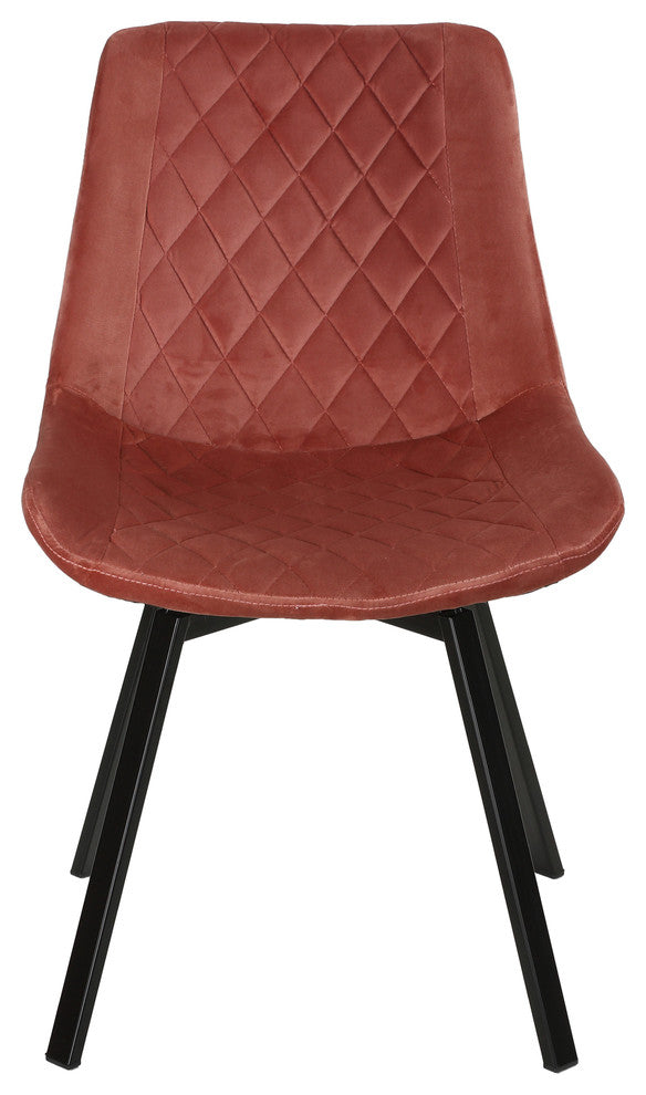 Cortesi Home Milani Swivel Dining Chairs, Blush Pink Velvet, Set of 2