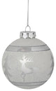3.5" White and Silver Glass Christmas Ball Ornament