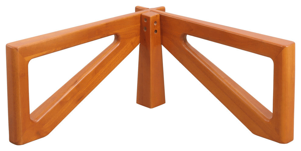 LeisureMod Imperial Interlocking Wooden Triangle Coffee Table Base, Light Walnut