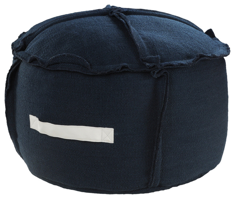 Solid Textured Indoor Outdoor Pouf with Handles