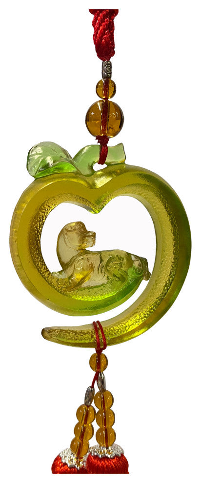 Crystal Glass Fengshui Fortune Green Pixiu Pendant Decor Tassel, Hws2189