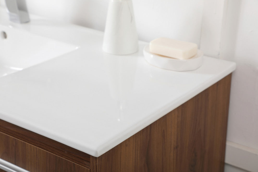 Single Bathroom Floating Vanity, Walnut Brown, 48"