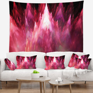 Red Fractal Crystals Design Abstract Wall Tapestry, 39"x32"