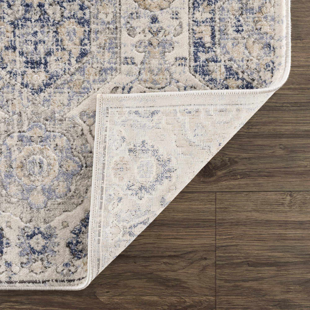 Hauteloom Parkerfield Blue Area Rug, Cream/Blue, 4'3"x5'7"