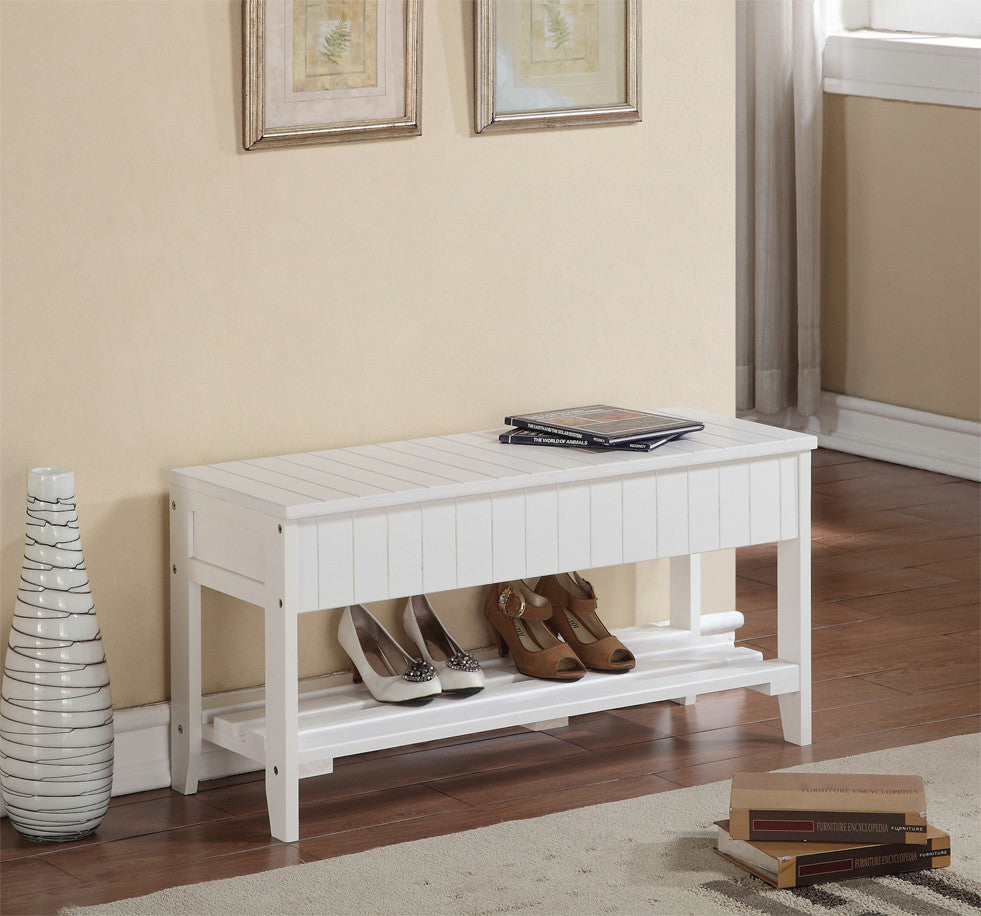 Gewnee Quality Solid Wood Shoe Bench with Storage, White