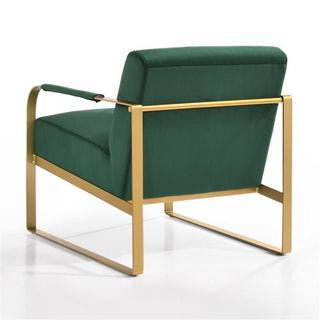 Omax Decor Mason Steel/Velvet Upholstered Lounge Accent Chair in Green/Gold