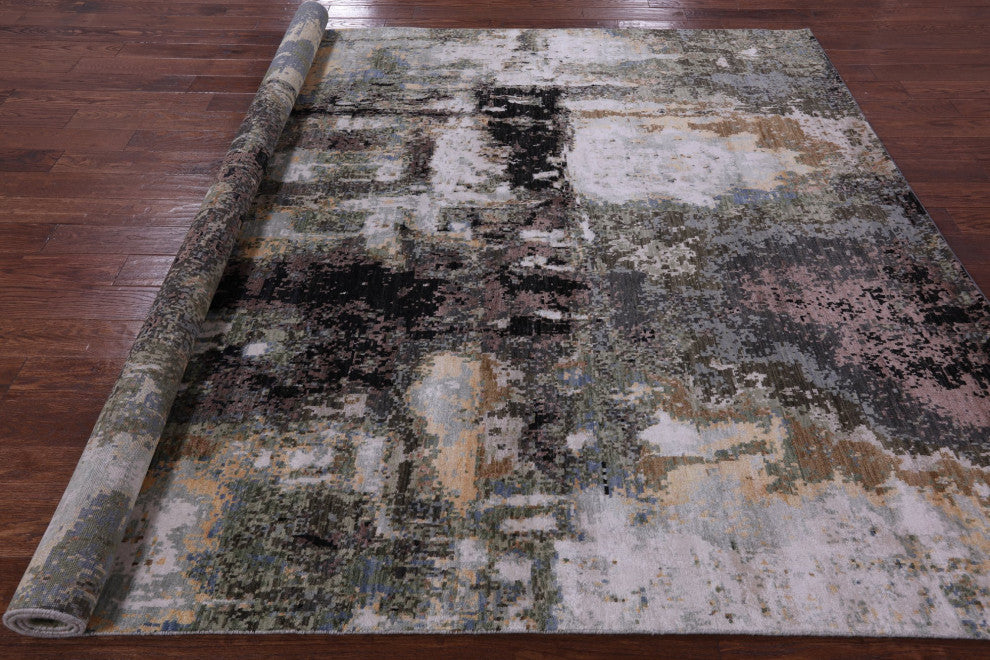 Modern Wool and Silk The Lake House Design Handmade Rug 8' 1" X 10' 0" Q7183