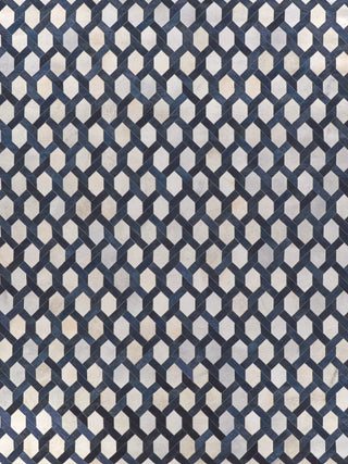 Natural Hide Cowhide Silver/Blue Area Rug