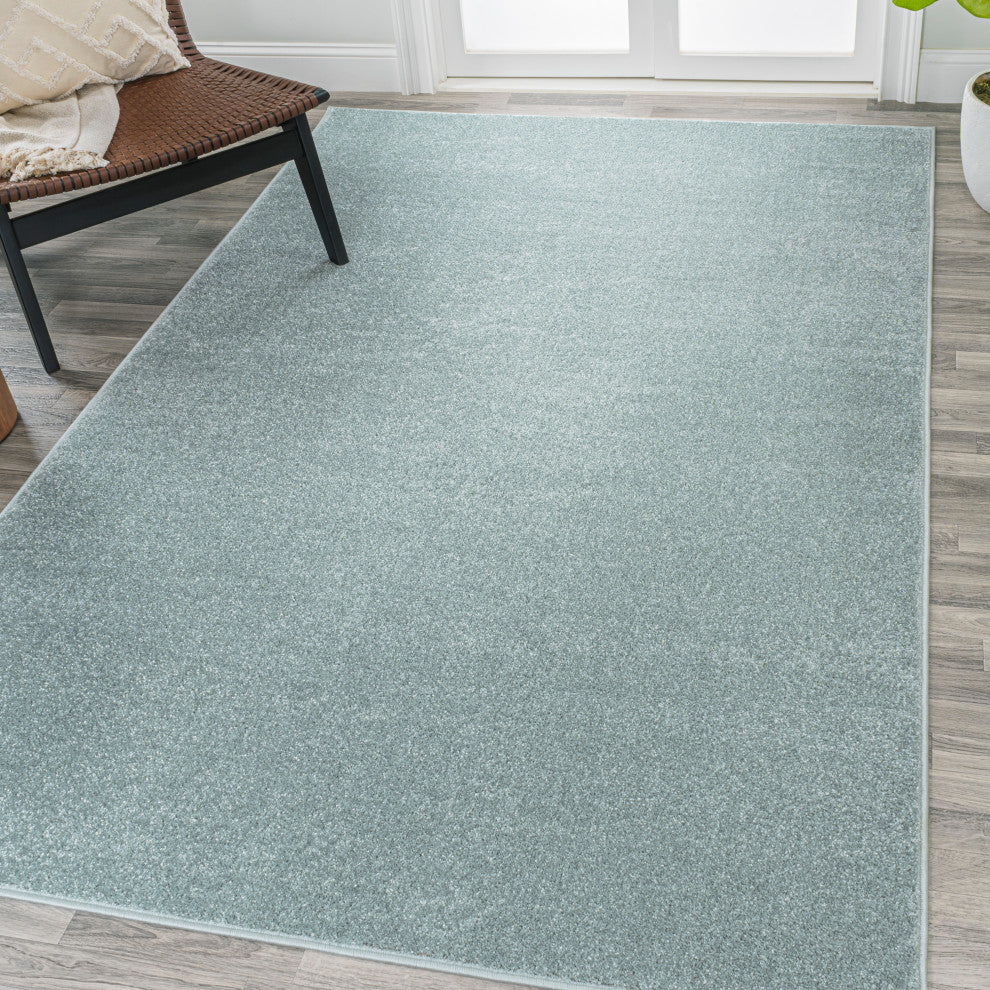 Haze Solid Low-Pile Runner Rug, Light Blue, 3 X 5