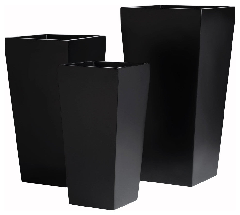 Windsor Tall Square Planter, Black, 15"x15"x30"