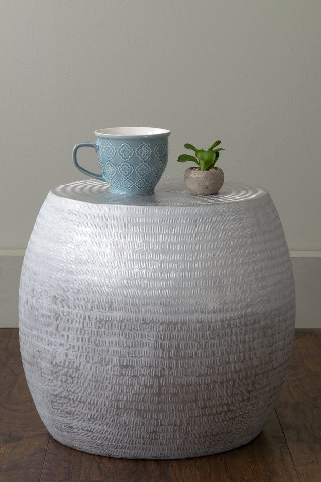 East at Main Melrose Silver Aluminum Round Accent Table