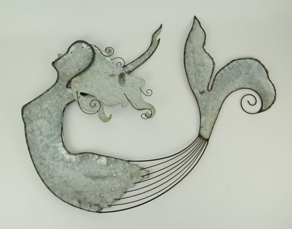 Distressed Metal Art Toille Bodice Mermaid and Star Wall Sculpture Set of 2