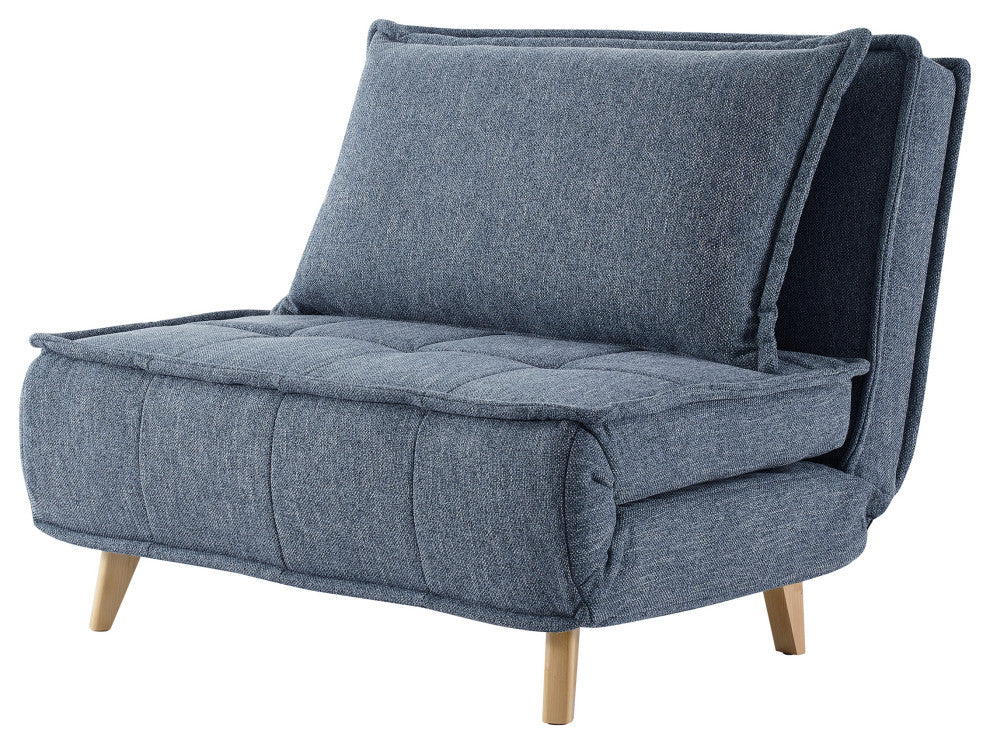 Modern Fabric Upholstered Convertible Sofa Bed Folding Sleeper Chair, Blue
