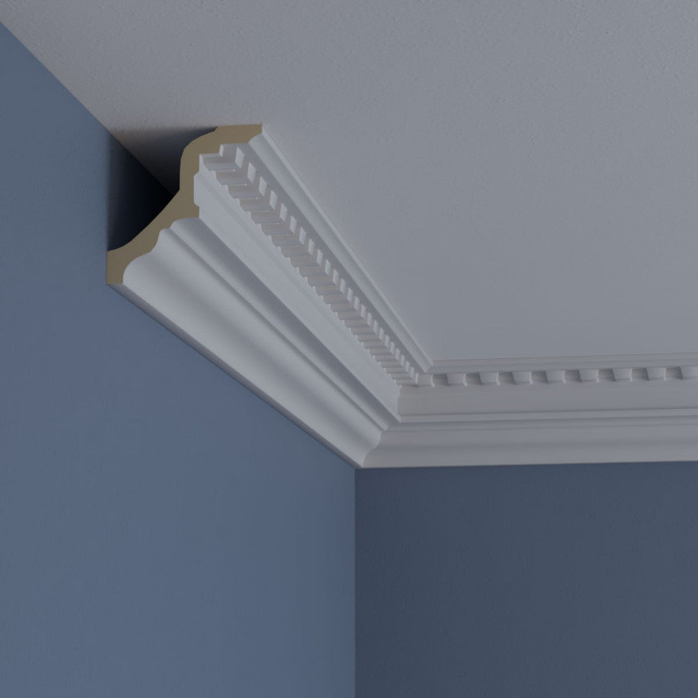 3 3/8"H x 3 3/8"P x 4 3/4"F x 94 1/2"L Devon Crown Moulding