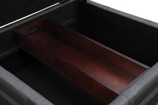 Detour Strap Square Storage Ottoman, Charcoal Fabric