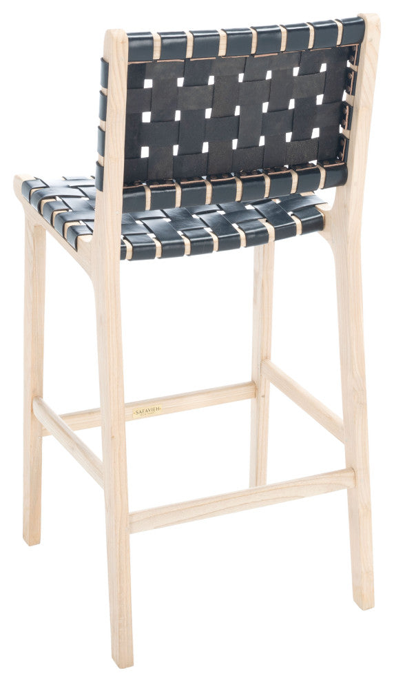 Safavieh Adah Leather Counter Stool, Black / Natural