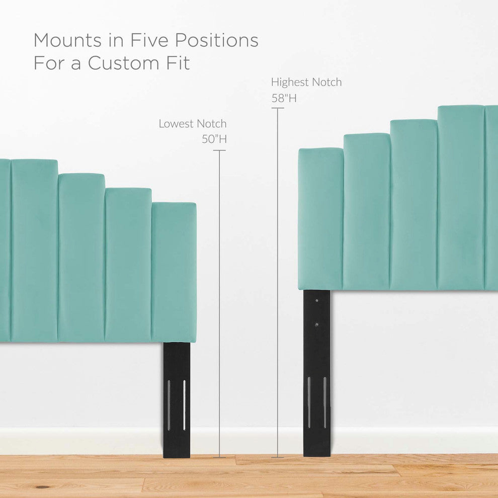 Noelle Performance Velvet Twin Headboard-Mint