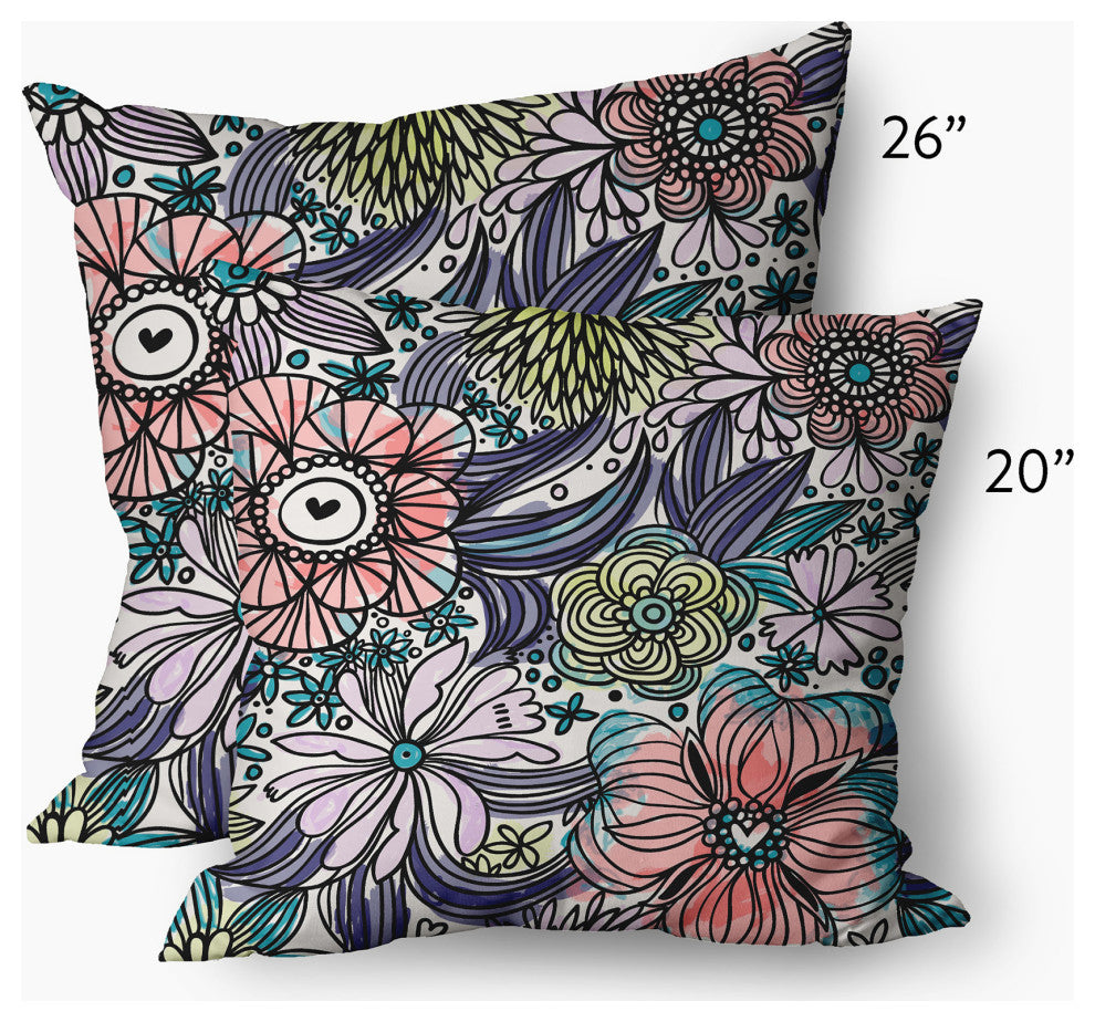 Flower Melange Decorative Throw Pillow, Explorer Blue, 26"x26"