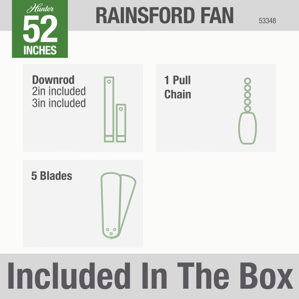 Hunter Fan Company 52" Rainsford Matte Black Ceiling Fan