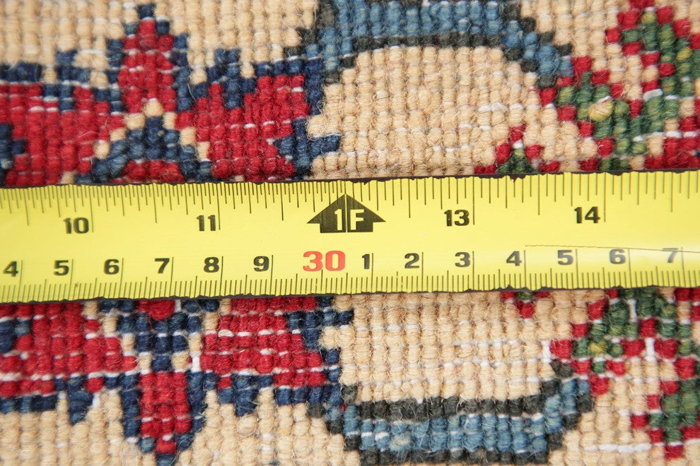 Traditional Pakistani Kazak Wool Hand-Knotted Oriental Area Rug, Red, 4'1"X2'9"