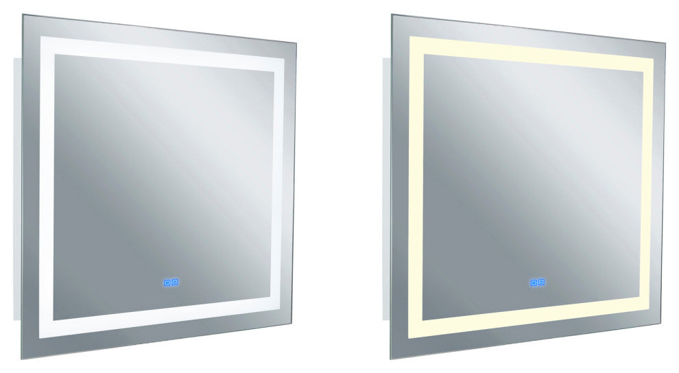 Abril Rectangle Matte White LED 40 in. Mirror From our Abril Collection