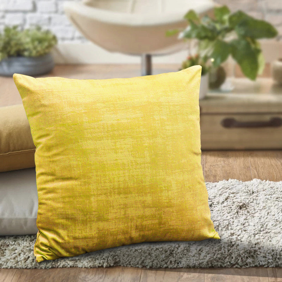 Serenta Textured Velvet Pillow Shell, Set of 4, Sulphur