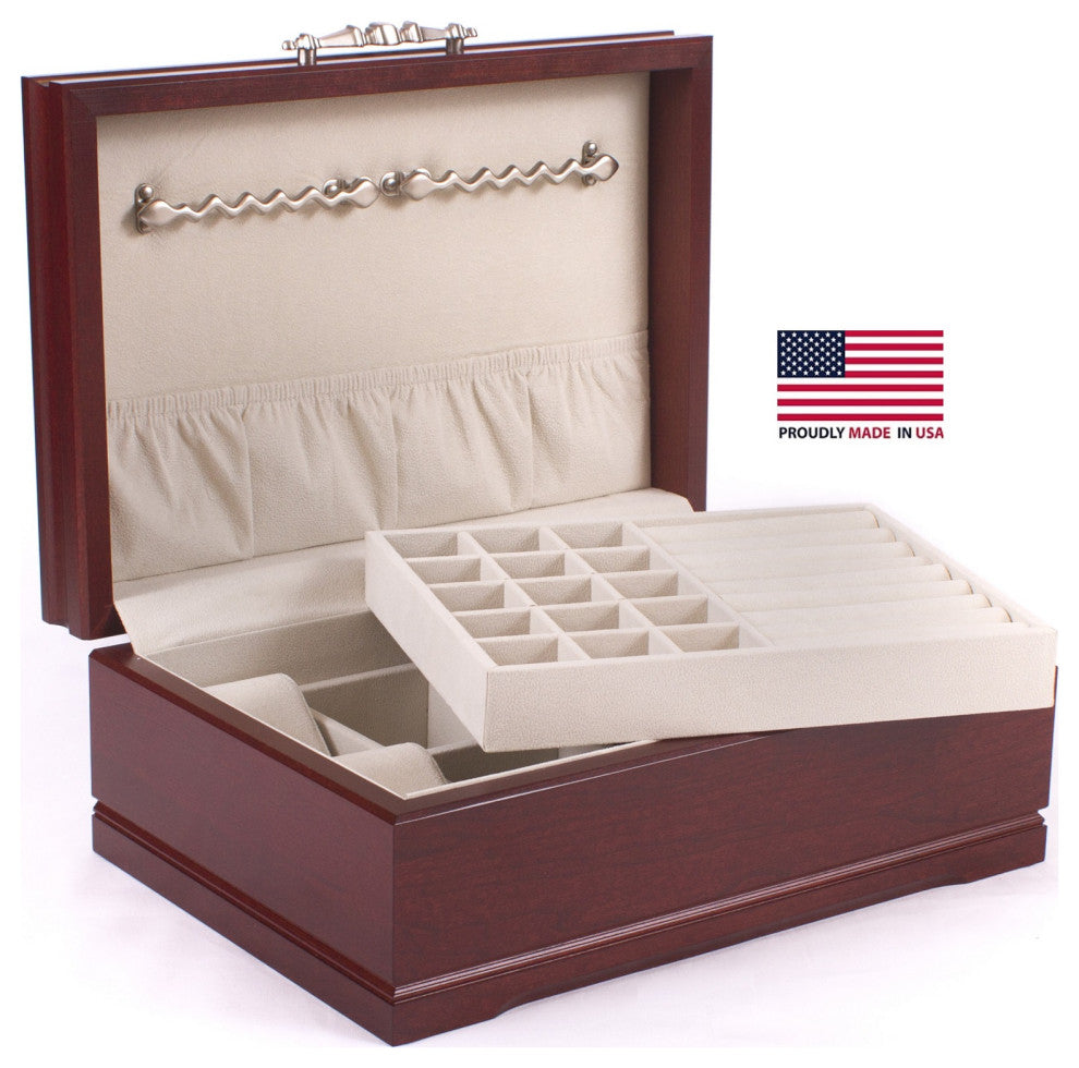 #J00M Sophistication Jewel Chest, Solid Cherry Hardwood, Rich Mahogany, Rich Mah