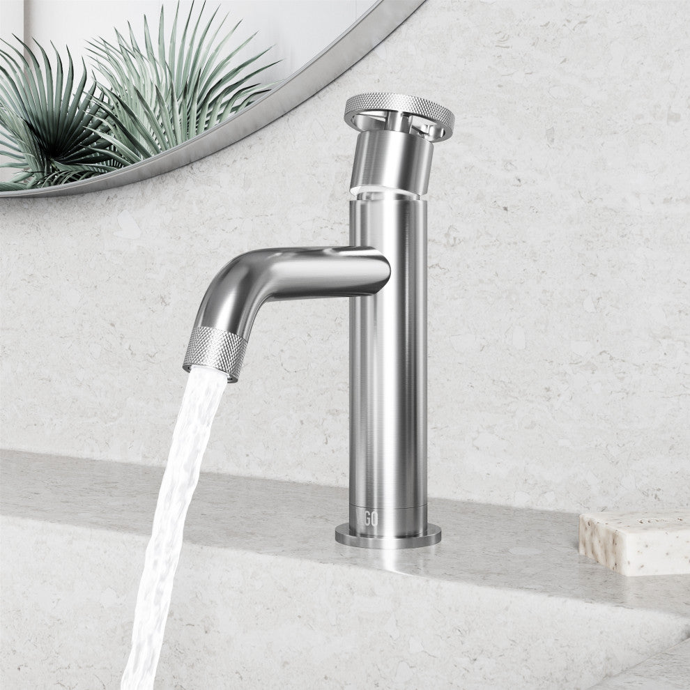 VIGO Cass 8" H Single Handle Single Hole Bathroom Faucet, Brushed Nickel, Without Extras